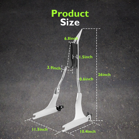 2006 - 2009 & 2014 - 2017 Dyna Low Rider FXDL Chrome 26" Passenger Sissy Bar Backrest - Mofun - 90302136