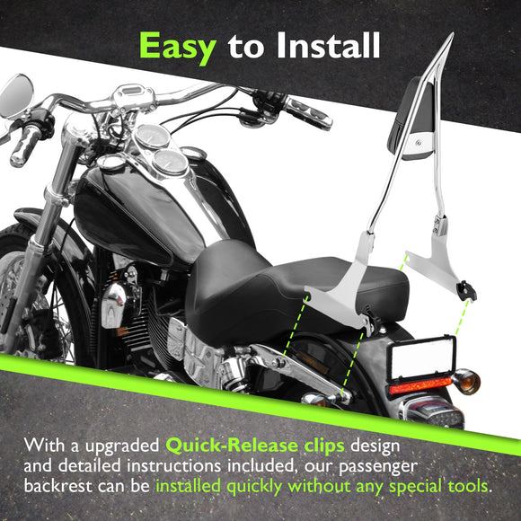 2006 - 2009 & 2014 - 2017 Dyna Low Rider FXDL Chrome 26" Passenger Sissy Bar Backrest - Mofun - 90302136