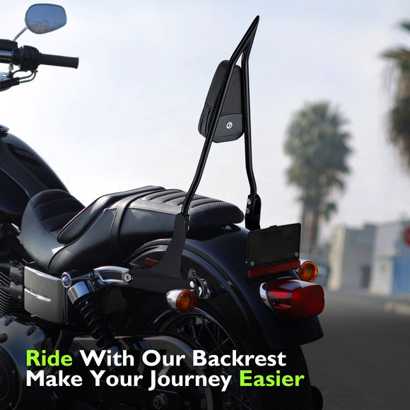 2006 - 2009 & 2014 - 2017 Dyna Low Rider FXDL Street Bob FXDB Gloss Black 26" Passenger Sissy Bar Backrest - Mofun - 90302137