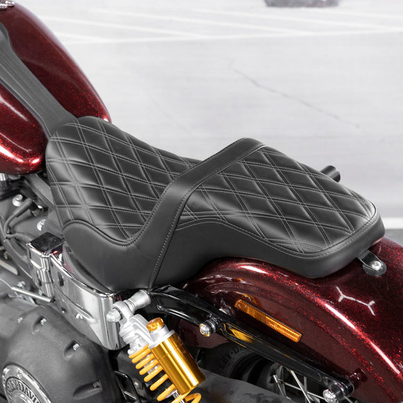 2006 - 2017 Harley Dyna FXD, FXDWG & 2012 - 2016 Dyna FLD Double Stitching One Piece Two - up Driver & Passenger Seat - Mofun - 90304005