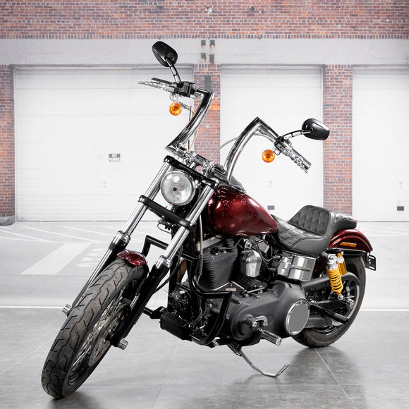 2006 - 2017 Harley Dyna FXD, FXDWG & 2012 - 2016 Dyna FLD Double Stitching One Piece Two - up Driver & Passenger Seat - Mofun - 90304005