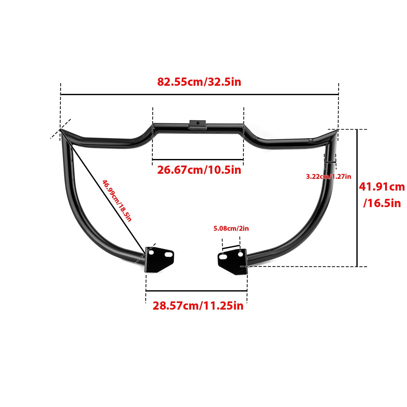 2006 - 2017 Harley Dyna Low Rider/Street Bob/Wide Glide Black Highway Bar Front Engine Guard Crash Bar, Flat - Sharp Angle - Mofun - 90201066