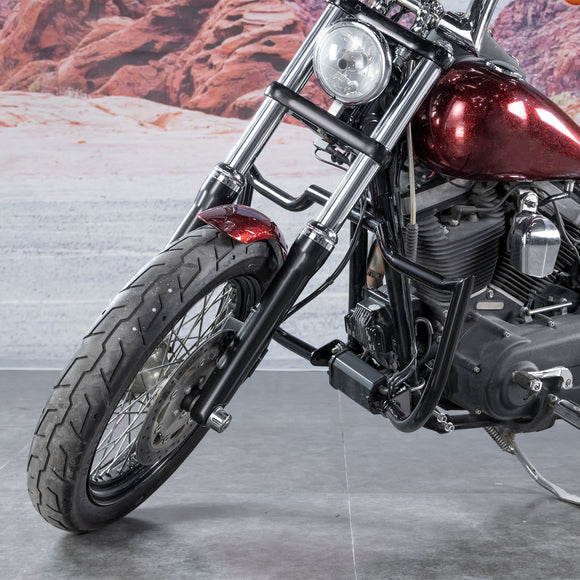 2006 - 2017 Harley Dyna Low Rider/Street Bob/Wide Glide Black Highway Bar Front Engine Guard Crash Bar, Flat - Sharp Angle - Mofun - 90201066