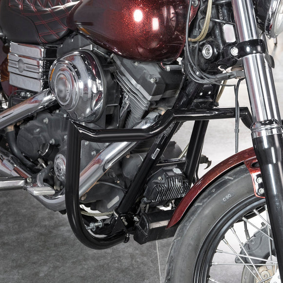 2006 - 2017 Harley Dyna Low Rider/Street Bob/Wide Glide Black Highway Bar Front Engine Guard Crash Bar, Flat - Sharp Angle - Mofun - 90201066
