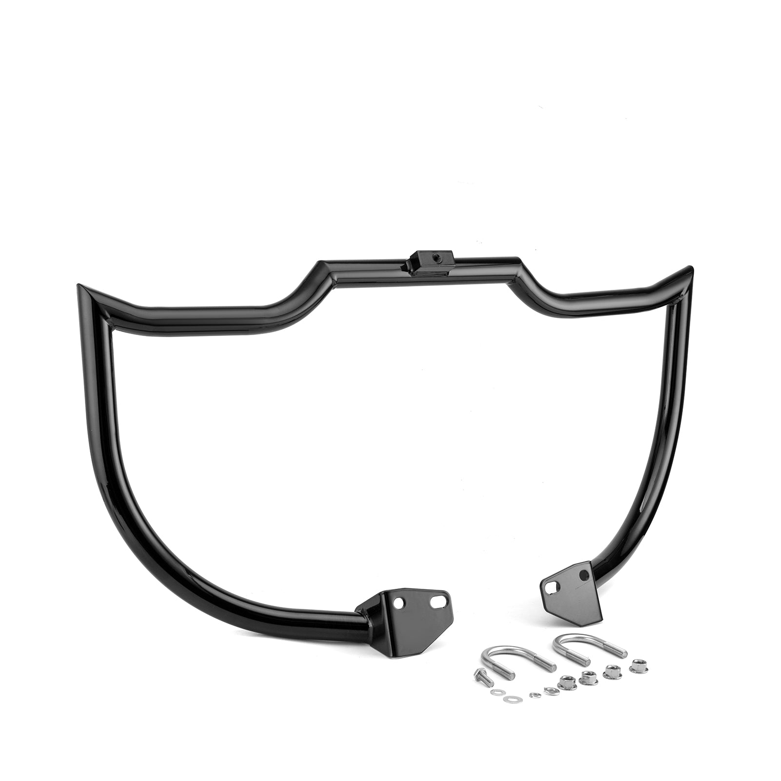 2006 - 2017 Harley Dyna Low Rider/Street Bob/Wide Glide Black Highway Bar Front Engine Guard Crash Bar, Flat - Sharp Angle - Mofun - 90201066