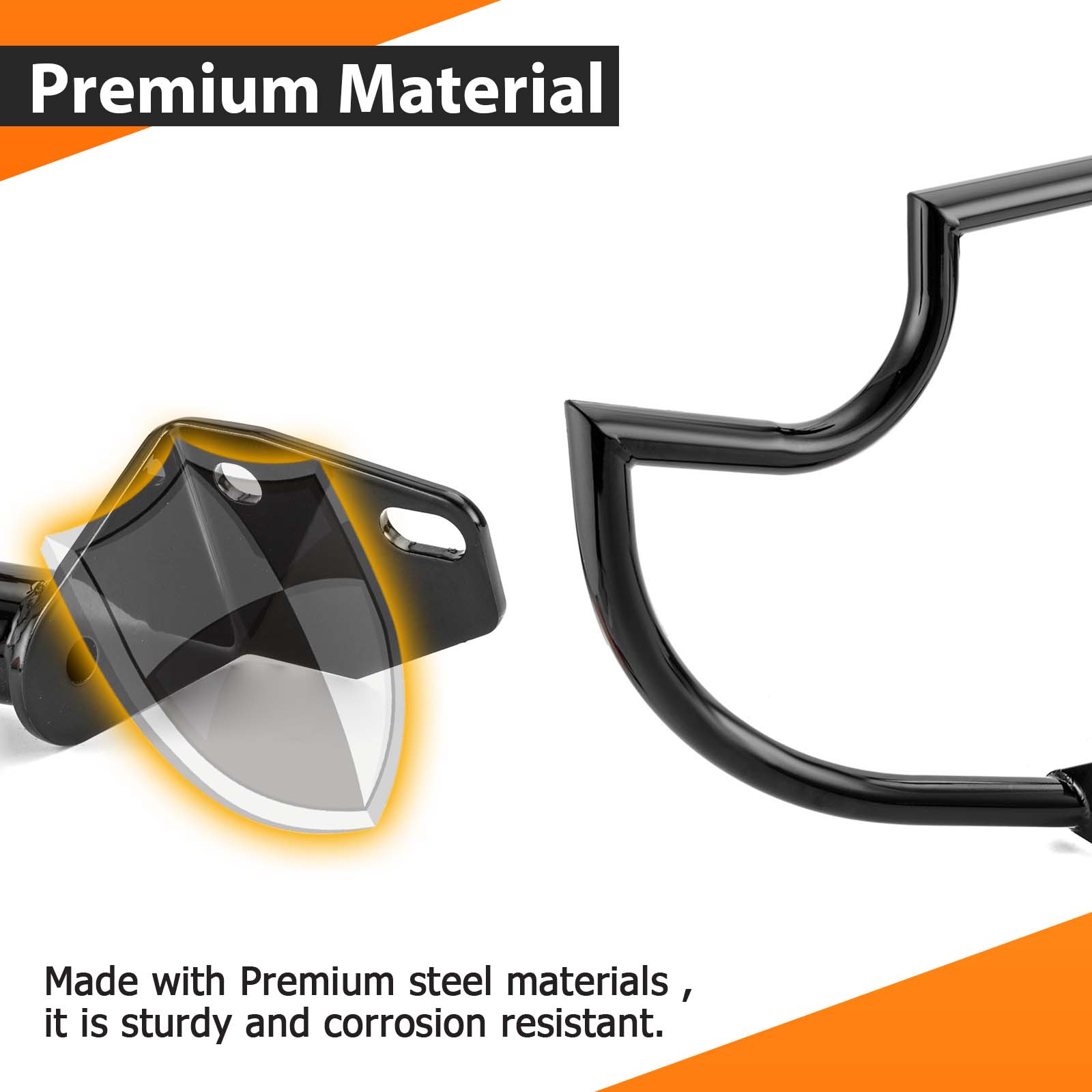 2006 - 2017 Harley Dyna Low Rider/Street Bob/Wide Glide Black Highway Bar Front Engine Guard Crash Bar, Sharp Angle - Mofun - 90201068