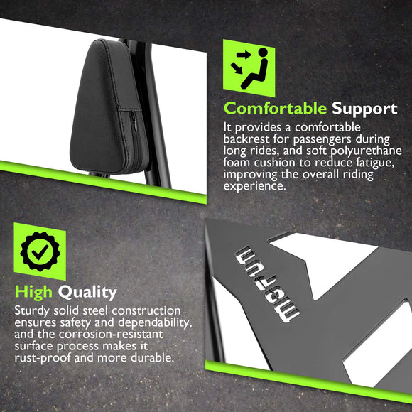 2006 - 2025 Kawasaki Vulcan 900 Gloss Black 27.6" Height Sharp Angle Passenger Backrest Sissy Bar with Luggage Rack - Mofun - 90302185