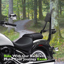 2006 - 2025 Kawasaki Vulcan 900 Gloss Black 27.6" Height Sharp Angle Passenger Backrest Sissy Bar with Luggage Rack - Mofun - 90302185
