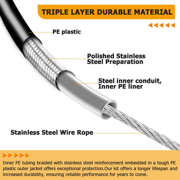 2007 - 2017 Harley Dyna Softail 74 11/16"(1897mm) Extended Length Stainless Steel Clutch Cable - Mofun - 90112063