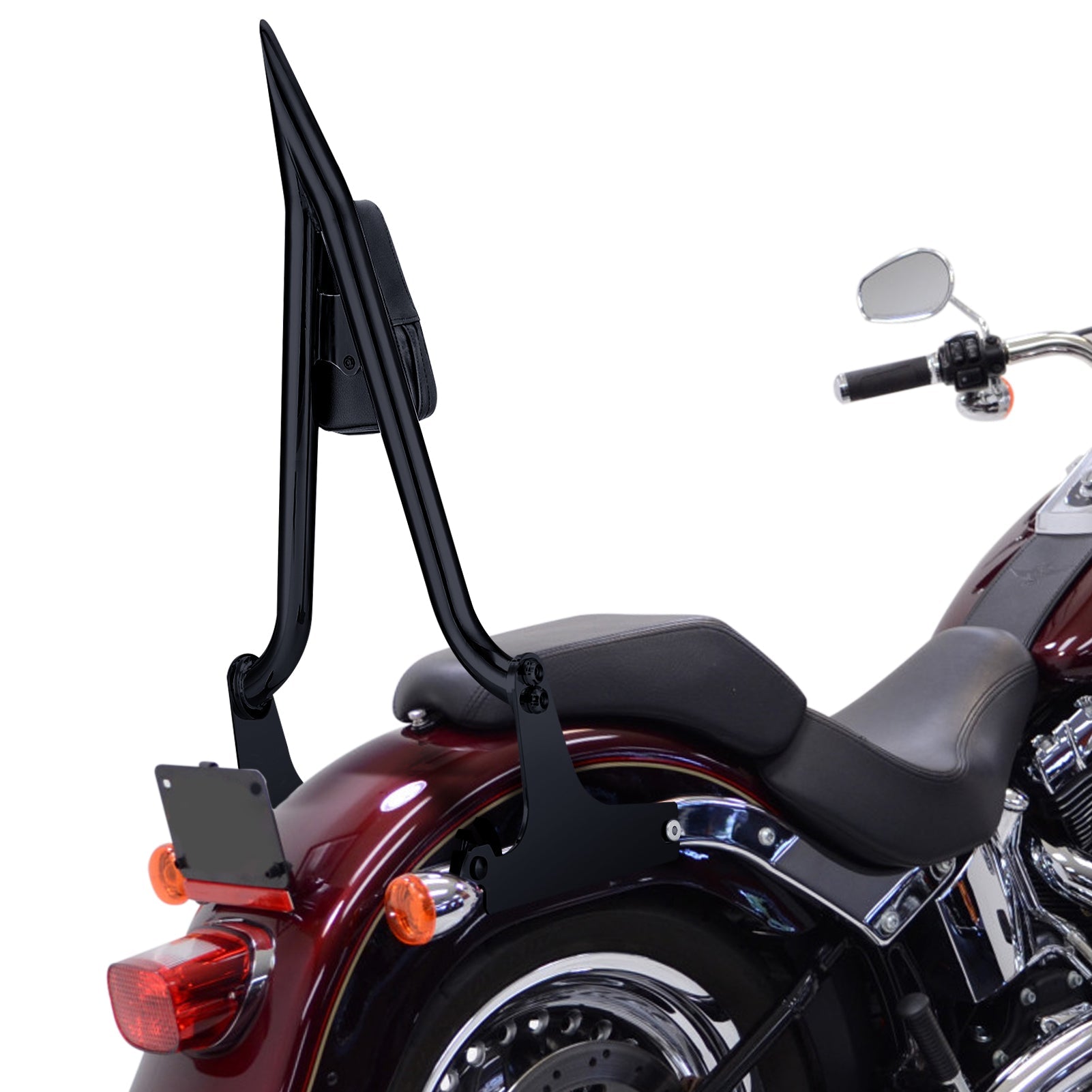 2007 - 2017 Harley Fat Boy FLSTF Softail Standard Quick Detachable Black Passenger Backrest Sissy Bar - Mofun - 90302131