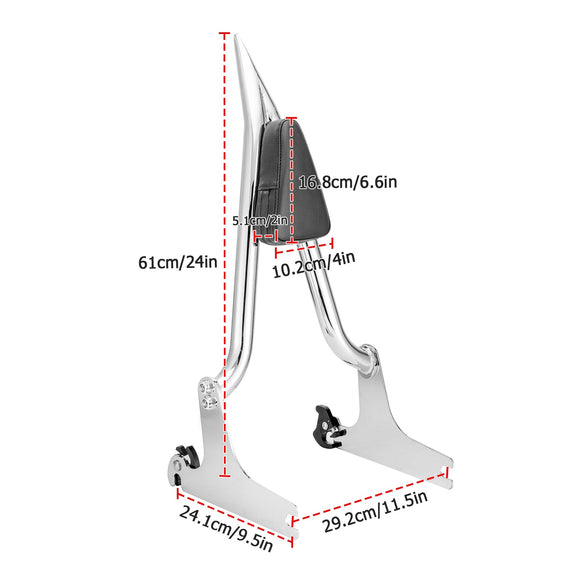 2007 - 2017 Harley Softail Fat Boy FLSTF Standard FXST Chrome 24" Passenger Backrest Sissy Bar - Mofun - 90302130