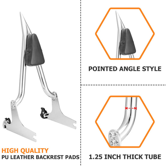 2007 - 2017 Harley Softail Fat Boy FLSTF Standard FXST Chrome Solid Steel 24" Passenger Backrest Sissy Bar - Mofun - 90302130
