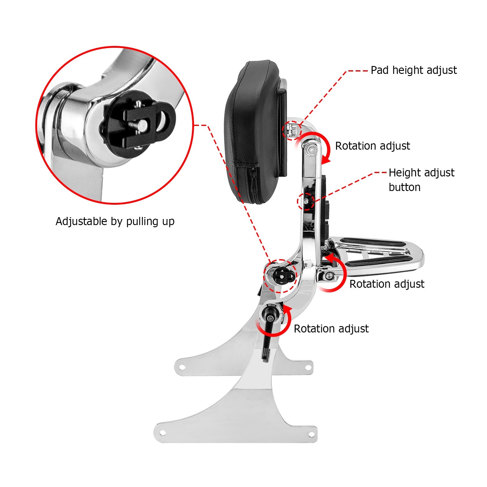 2007 - 2017 Harley Softail Standard/Custom/Fat Boy Steel & Aluminum Multi - Purpose Adjustable Backrest - Mofun - 90302151