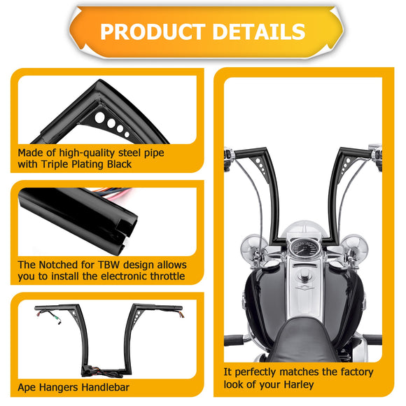 2008 - 2013 Harley Road Glide PRE - WIRED APE Hanger Bar - Flat Handlebar - Mofun - 90101503