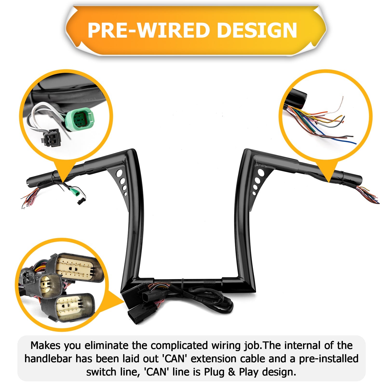 2008 - 2013 Harley Road Glide PRE - WIRED APE Hanger Bar - Flat Handlebar - Mofun - 90101503