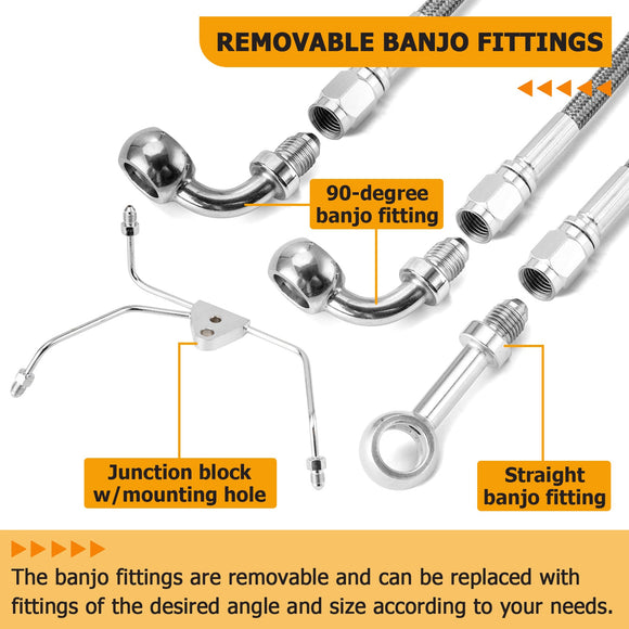 2008 - 2013 Harley Touring Electra Glide/Road King/Road Glide Non - ABS Models Extended Length Non - ABS Hydraulic Front Brake Line Kit (for 12" - 14" Handlebar) - Mofun - 90110042