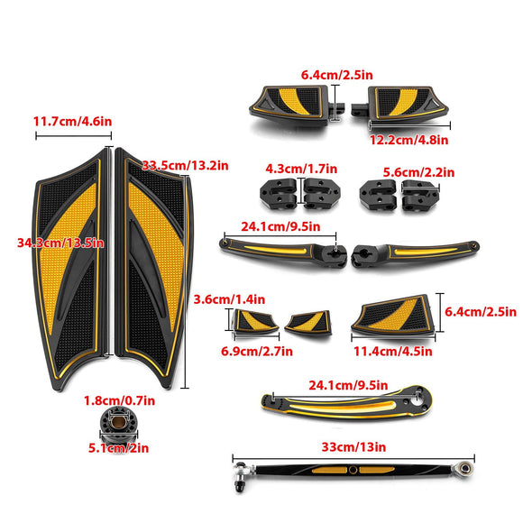 2008 - 2013 Harley Touring Models Motorcycle Brake Shifter Levers Diamond Armor Floorboards Kit - Mofun - 90409004