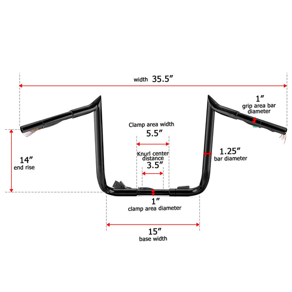 2008 - 2013 Street Glide/Electra Glide/Ultra Limited Black 14" PRE - WIRED Handlebar - Mofun - 90101514