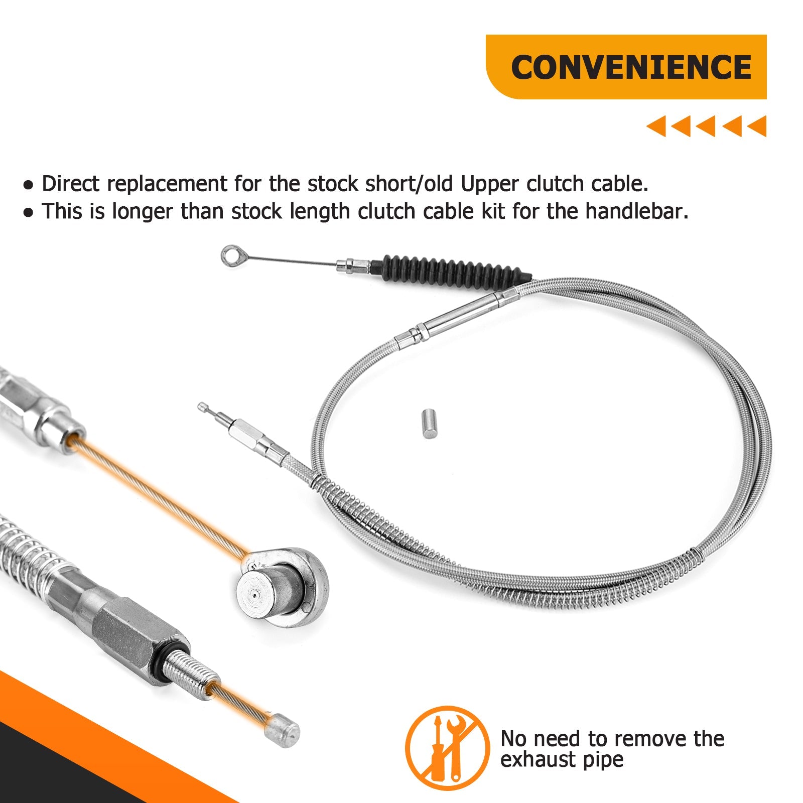 2008 - 2017 Harley Dyna Fat Bob / Low Rider Non - ABS Models Extended Length Throttle and Idle Cable,Clutch Cable with Hydraulic Front Non - ABS Brake Line Kit (for 16" - 18" Handlebar Non - ABS) - Mofun - 90109236