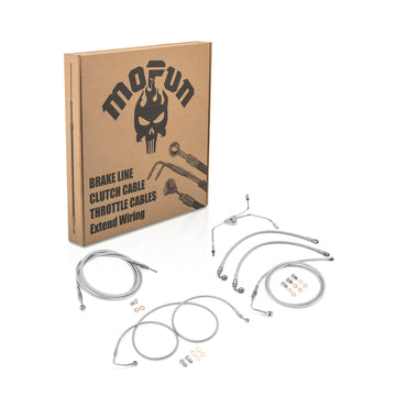 2009 - 2012 Harley Touring CVO/Ultra w/ABS Models Extended Length Clutch Line, Upper and Lower Hydraulic Front ABS Brake Line Kit (for 12" - 14" Handlebar ABS) - Mofun - 90109025
