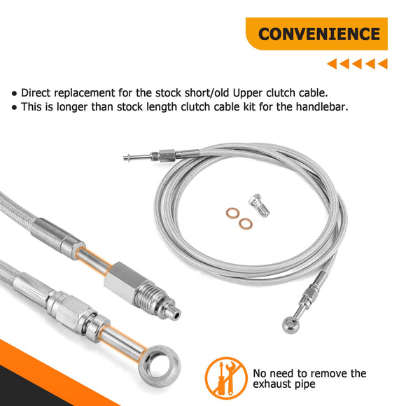 2009 - 2012 Harley Touring CVO/Ultra w/ABS Models Extended Length Clutch Line, Upper and Lower Hydraulic Front ABS Brake Line Kit (for 12" - 14" Handlebar ABS) - Mofun - 90109026