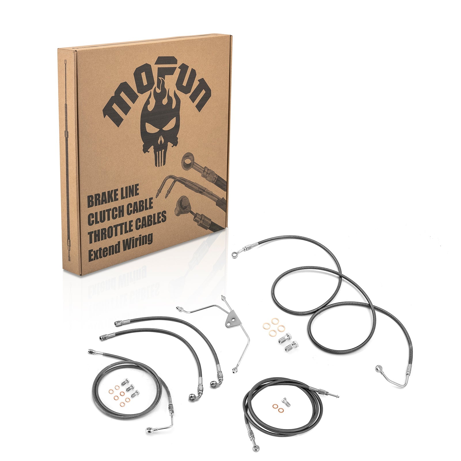 2009 - 2012 Harley Touring CVO/Ultra w/ABS Models Extended Length Clutch line, Upper and Lower Hydraulic Front ABS Brake Line Kit (for 16" - 18" Handlebar ABS) - Mofun - 90109028