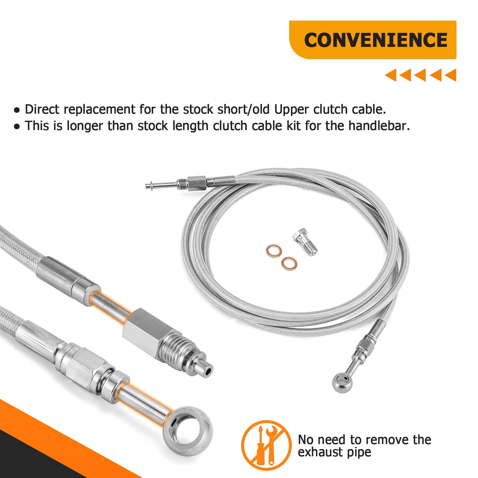 2009 - 2012 Harley Touring CVO/Ultra w/ABS Models Extended Length Clutch line, Upper and Lower Hydraulic Front ABS Brake Line Kit (for 16