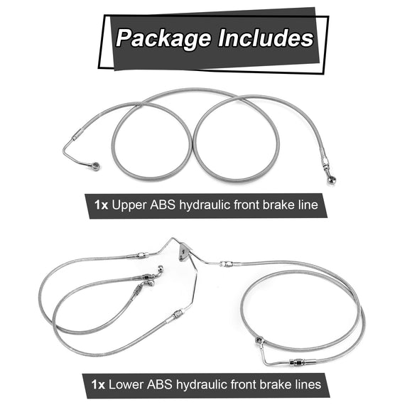 2009 - 2013 Harley Touring ABS Models Extended Upper and Lower Hydraulic ABS Front Brake Line (for 12" - 14" Handlebar ABS) - Mofun - 90109018