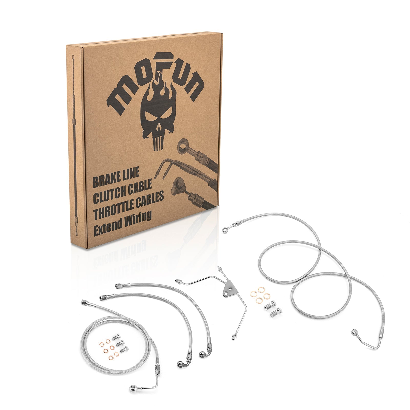 2009 - 2013 Harley Touring ABS Models Extended Upper and Lower Hydraulic ABS Front Brake Line Kit (for 16" - 18" Handlebar ABS) - Mofun - 90109019