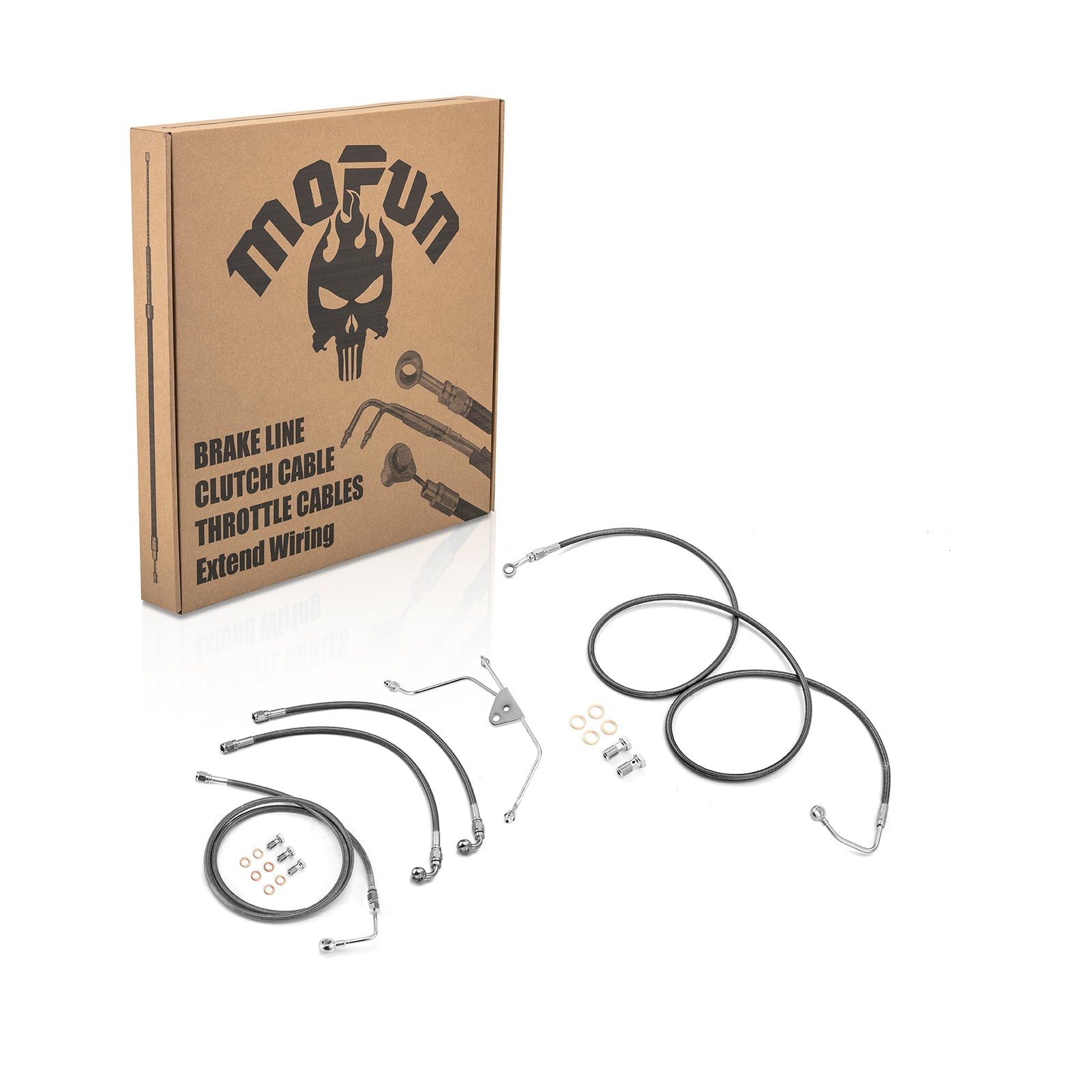 2009 - 2013 Harley Touring ABS Models Extended Upper and Lower Hydraulic ABS Front Brake Line Kit (for 16" - 18" Handlebar ABS) - Mofun - 90109020