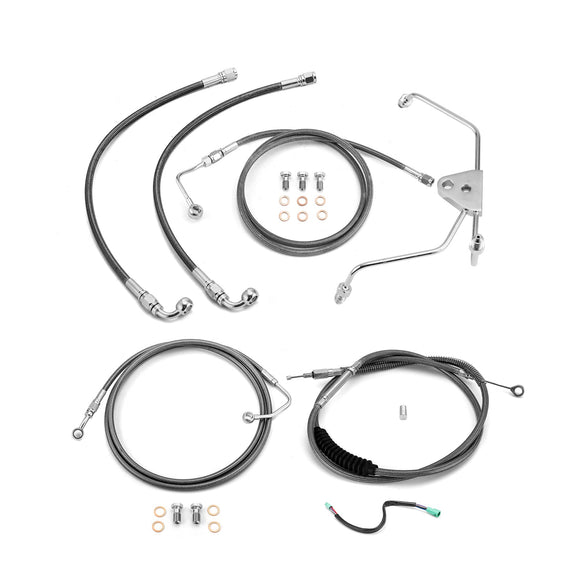 2009 - 2013 Harley Touring ABS Models Throttle by Wire Extension, Extended Length Clutch Cable, Upper and Lower Hydraulic ABS Front Brake Line (for 12" - 14" Handlebar ABS) - Mofun - 90109022