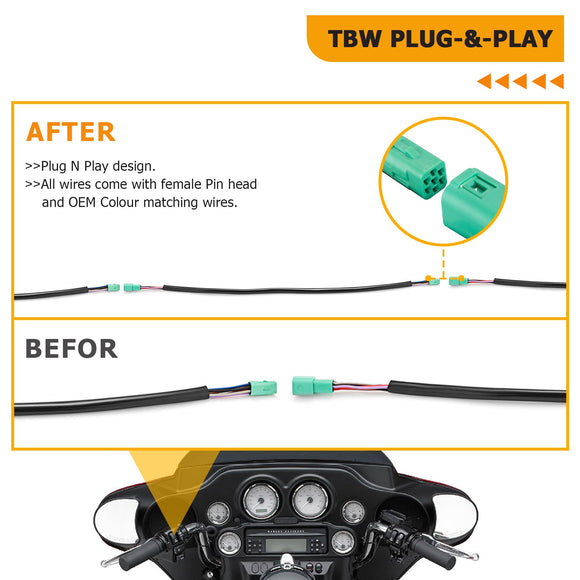2009 - 2013 Harley Touring ABS Models Throttle by Wire Extension, Extended Length Clutch Cable, Upper and Lower Hydraulic ABS Front Brake Line (for 12" - 14" Handlebar ABS) - Mofun - 90109022