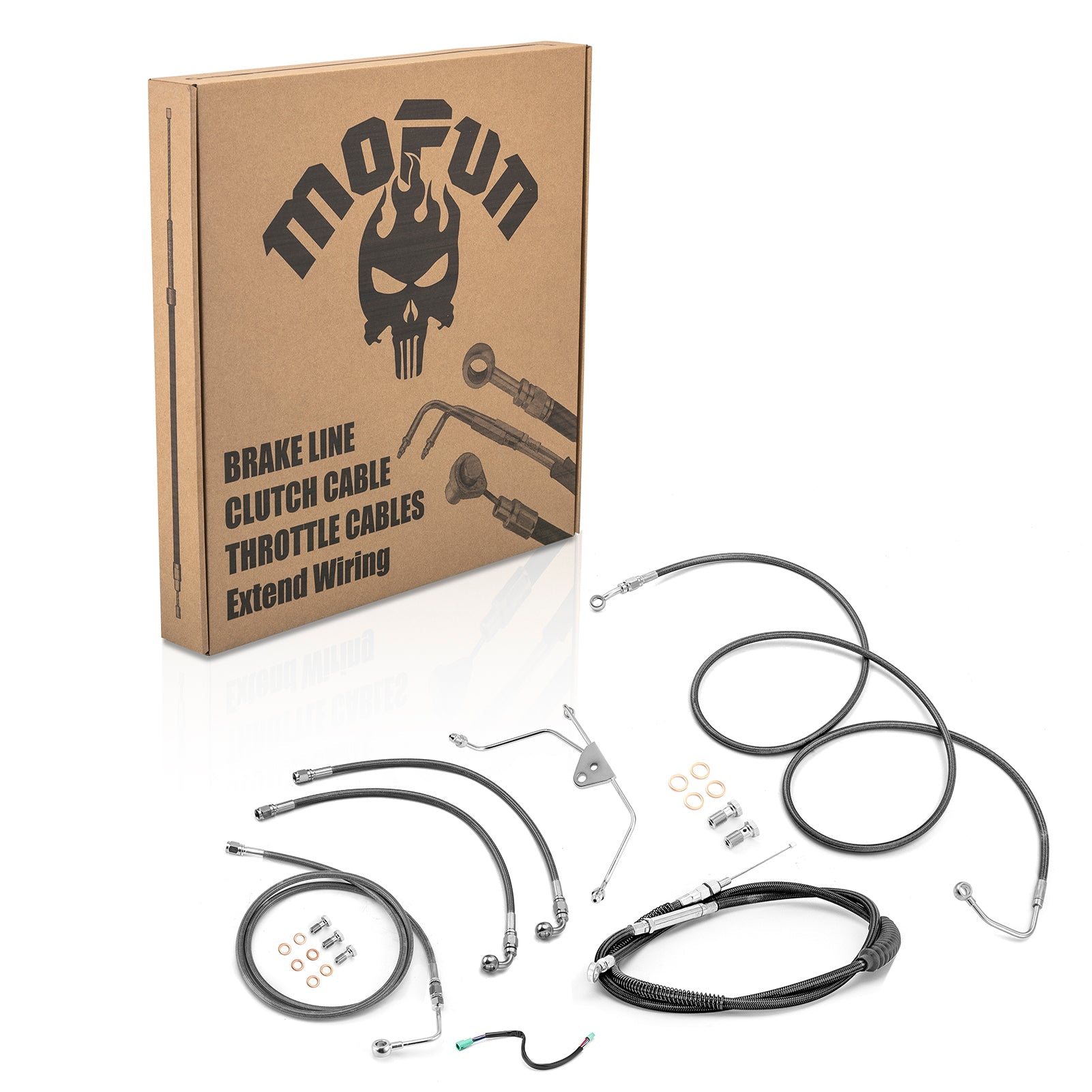 2009 - 2013 Harley Touring ABS Models Throttle by Wire Extension, Extended Length Clutch Cable, Upper and Lower Hydraulic ABS Front Brake Line (for 16" - 18" Handlebar ABS) - Mofun - 90109024