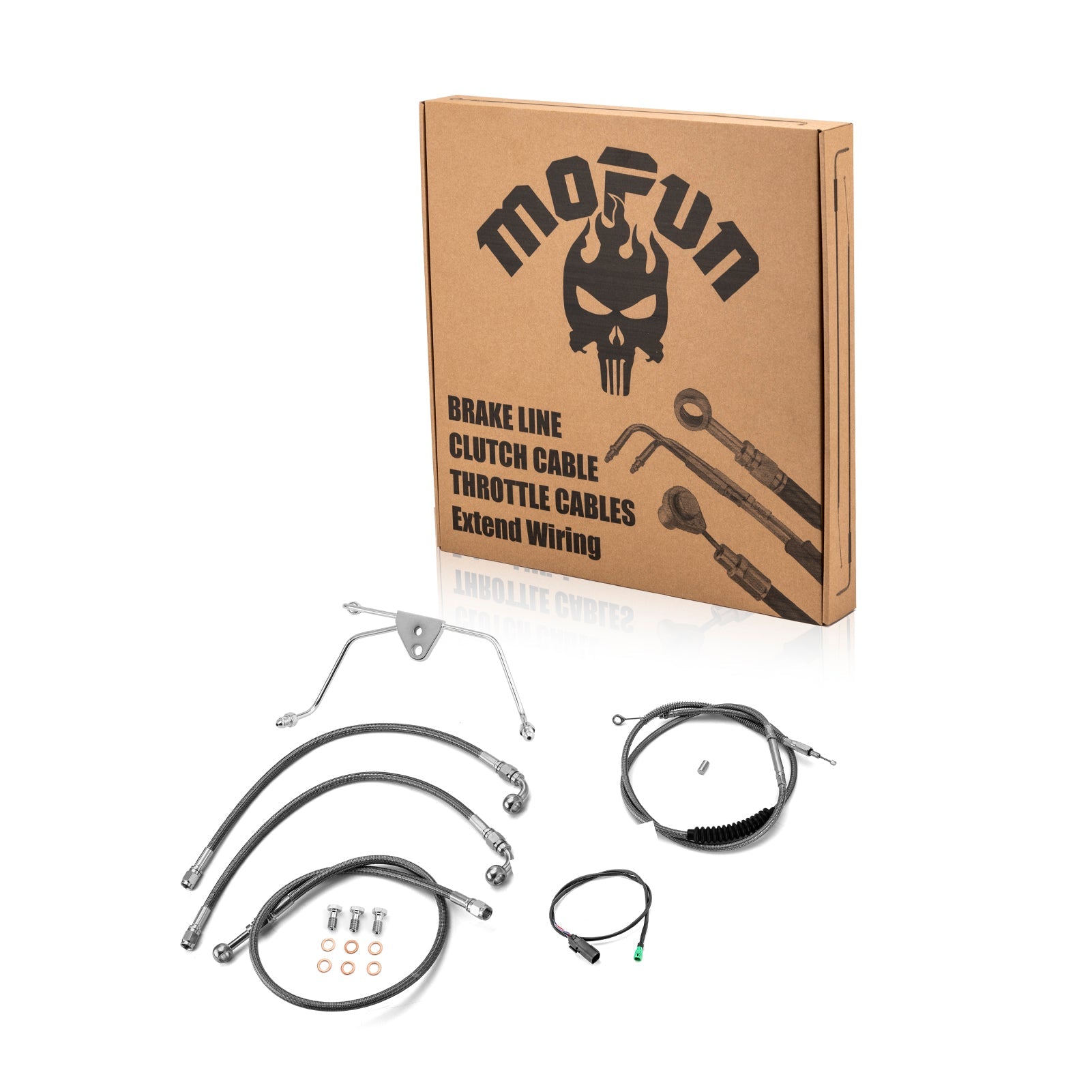 2009 - 2013 Harley Touring Non - ABS Models Electronic Throttle Control Single Wiring Harness, Extended Length Clutch Cable and Hydraulic Front Non - ABS Brake Line (for 16" - 18" Handlebar Non - ABS) - Mofun - 90109208