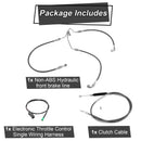 2009 - 2013 Harley Touring Non - ABS Models Electronic Throttle Control Single Wiring Harness, Extended Length Clutch Cable and Hydraulic Front Non - ABS Brake Line (for 16" - 18" Handlebar Non - ABS) - Mofun - 90109208