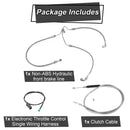 2009 - 2013 Harley Touring Non - ABS Models Throttle by Wire Extension, Extended Length Clutch Cable and Hydraulic Front Non - ABS Brake Line (for 12" - 14" Handlebar Non - ABS) - Mofun - 90109206