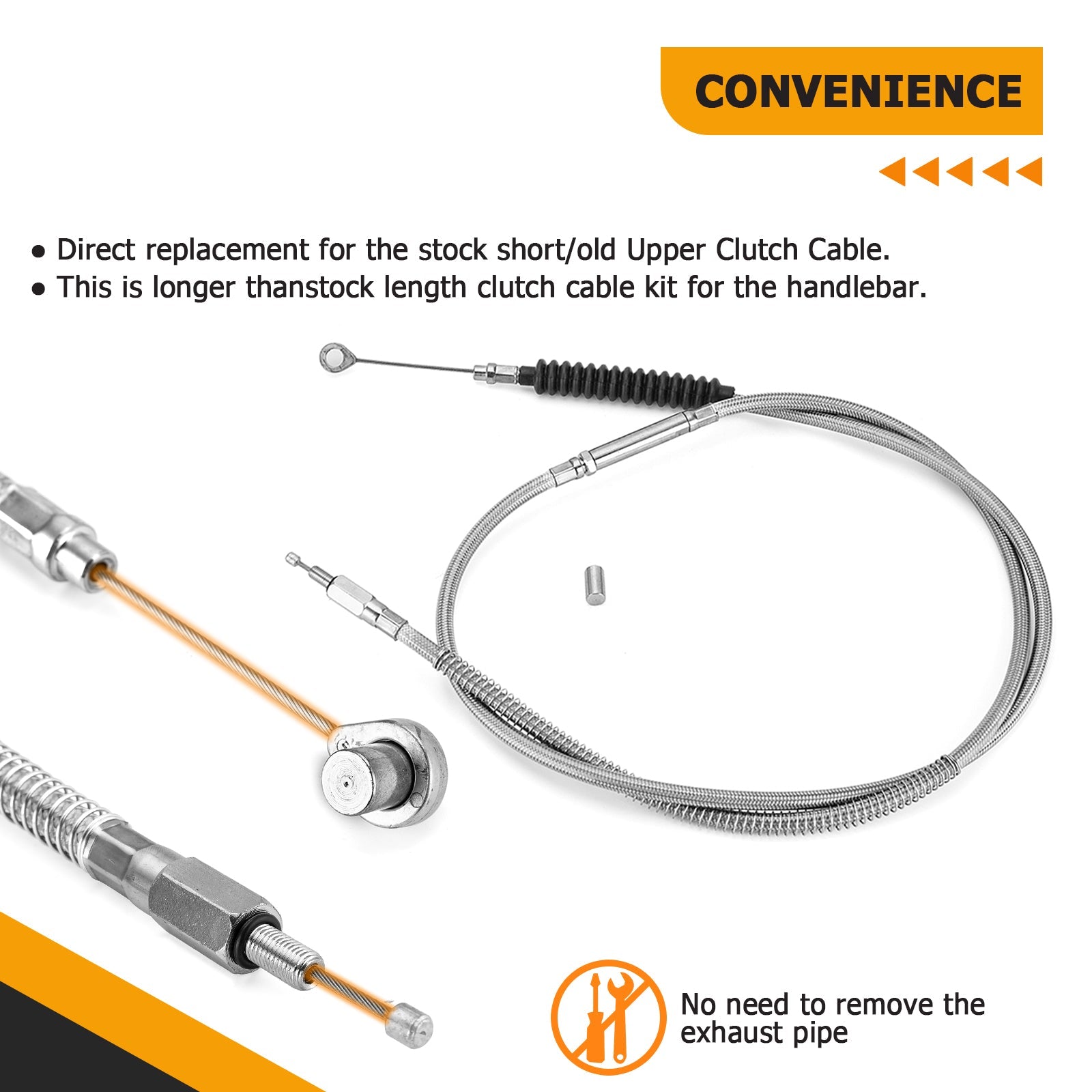 2009 - 2013 Harley Touring Non - ABS Models Throttle by Wire Extension, Extended Length Clutch Cable and Hydraulic Front Non - ABS Brake Line (for 12" - 14" Handlebar Non - ABS) - Mofun - 90109206
