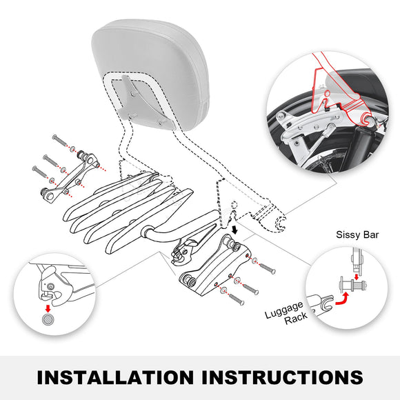 2009 - 2013 Harley Touring Road Glide Street Glide Sissy Bar & Luggage Rack & Docking Hardware Kit - Mofun - HD025 - E+HD018 - E+HD022 - E