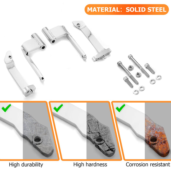 2009 - 2024 Harley Davidson FLHT FLHR FLTR FLHX Steel 2" Forward 1" Outward Driver Floorboard Relocation Brackets - Mofun - 90420021