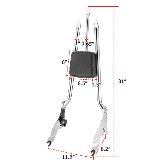 2009 - 2024 Harley FLHR FLHX FLHT FLTR 31" Tri Halberd - Shaped Chrome Passenger Backrest Sissy Bar - Mofun - 90302107