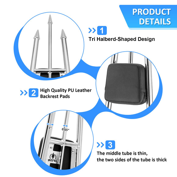 2009 - 2024 Harley FLHR FLHX FLHT FLTR 31" Tri Halberd - Shaped Chrome Passenger Backrest Sissy Bar - Mofun - 90302107
