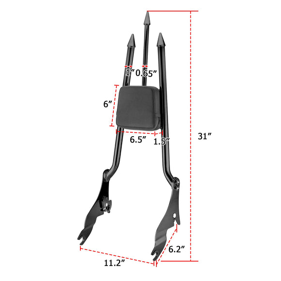 2009 - 2024 Harley Touring 31" Tri Halberd - Shaped Quick Detachable Passenger Backrest Sissy Bar - Mofun - 90302108