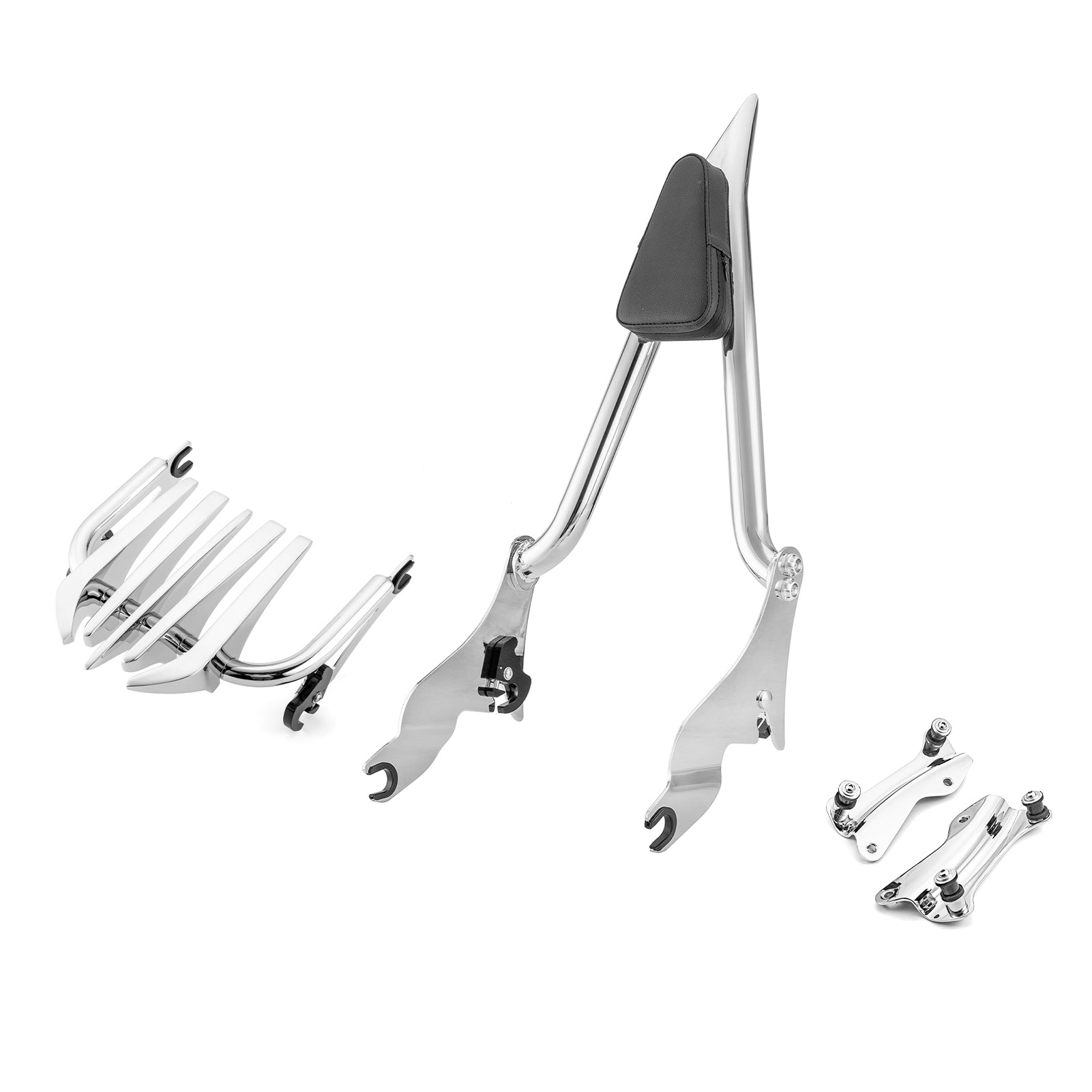 2009 - 2024 Harley Touring Road King Road Glide Chrome Sissy Bar Backrest & Luggage Rack& Docking Kit - Mofun - 90303003+90302097+90205090