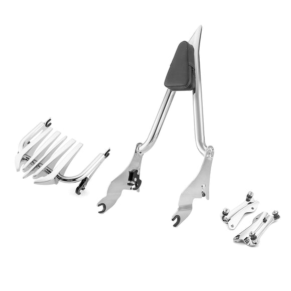 2009 - 2024 Harley Touring Road King Road Glide Chrome Sissy Bar Backrest & Luggage Rack& Docking Kit - Mofun - 90303003+90302097+90205090