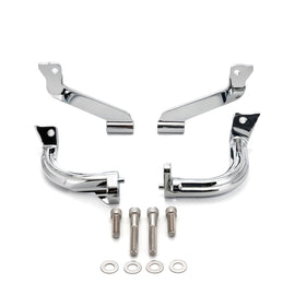 2009 - 2025 Harley Touring Models Chrome Steel Driver Floorboard Footboard Mount Bracket Kit - Mofun - 90404005