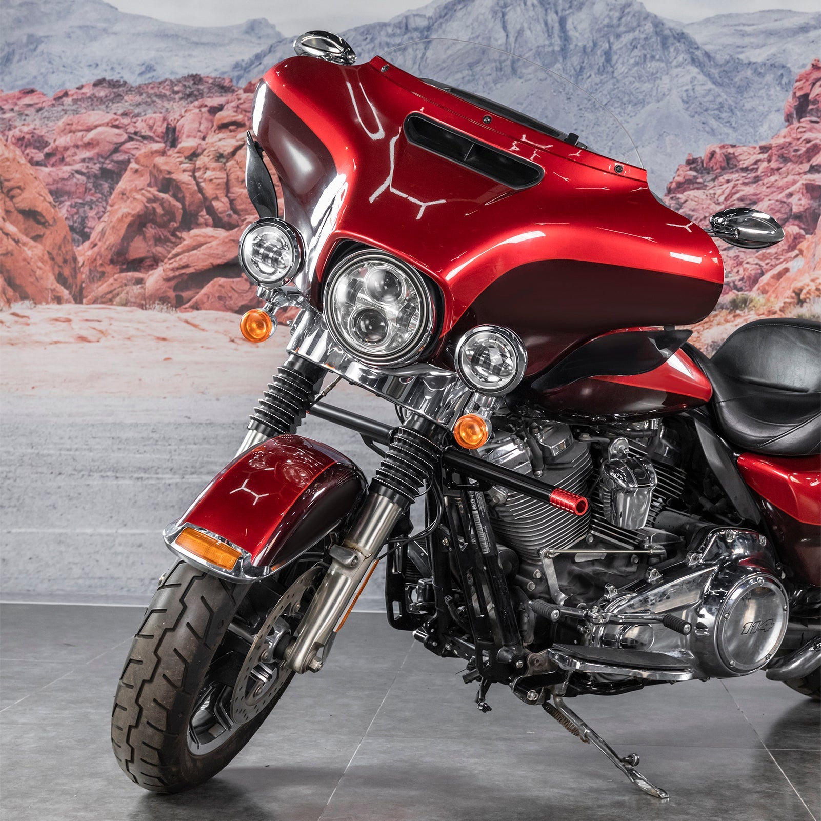 2009 - 2025 Harley Touring without Lower Fairing Steel High Front Highway Engine Guard Crash Bar - Mofun - 90201100