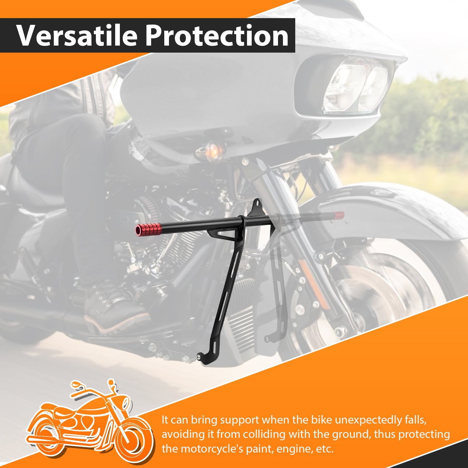 2009 - 2025 Harley Touring without Lower Fairing Steel High Front Highway Engine Guard Crash Bar - Mofun - 90201100