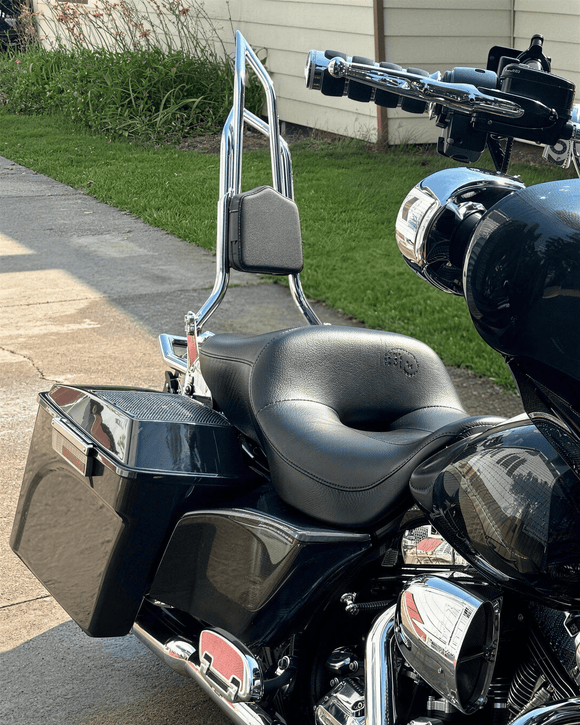 2009 - 2026 Harley Touring Road King FLHR Street Glide FLHX Gloss Black Dual Sharp - Angle 28" Passenger Backrest Sissy Bar - Mofun - 90302105