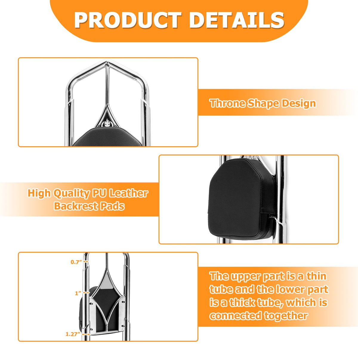 Throne Rails Backrest For 2009+ Harley Touring Road Glide Street Glide Solid Steel Throne Pa ...