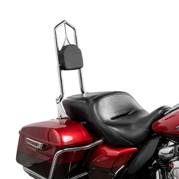 2009+ Harley Touring Road Glide Street Glide Solid Steel Throne Passenger Sissy Bar Backrest - Mofun - 90302103